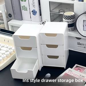 กล่องเก็บของตั้งโต๊ะแบบสามชั้นสไตล์โมเดิร์นกล่องจัดระเบียบพลาสติกสำหรับเก็บเครื่องประดับที่มีมูลค่าสูงลิ้นชักเก็บเครื่องสำอาง - Product Image 4