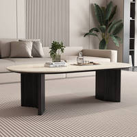 Table basse ovale en travertin, style rétro français, en bois massif, pour salon, petite table de cave en pierre naturelle