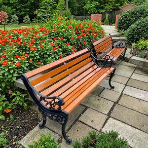 Hiện đại wrought sắt công viên băng ghế dự bị không thấm nước nhựa gỗ tựa lưng dài vuông giải trí băng ghế dự bị cho ngoài trời sân Patio vườn sử dụng - Product Image 3