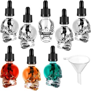 <strong>Skull</strong> Essential Oil <strong>Bottle</strong> Empty 30ml Brown <strong>Glass</strong> Sample <strong>Bottle</strong> Rubber Head Dropper <strong>Bottle</strong> - Product Image 1