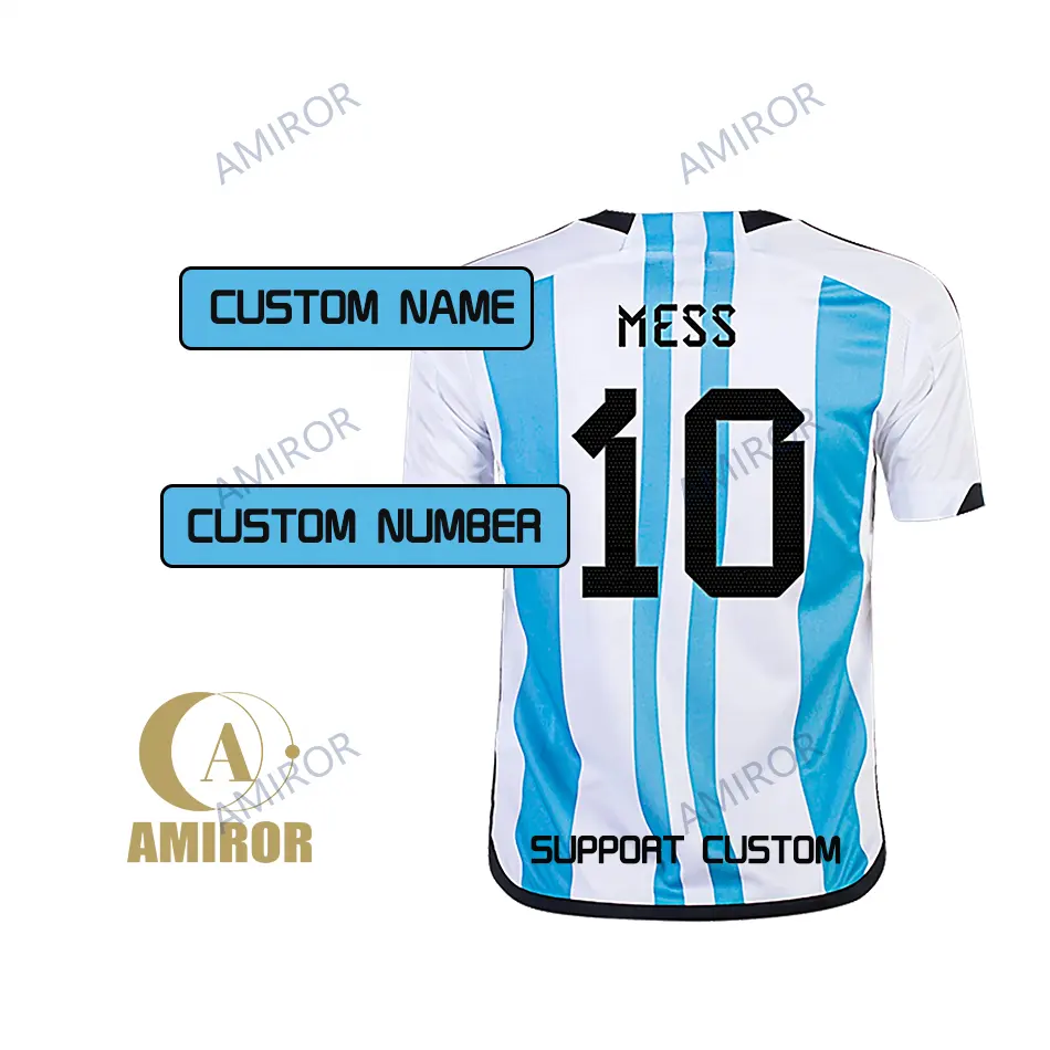 Mejor barato Tailandia kit conjunto 10 uniforme de fútbol 3 estrellas Argentina jersey para niños Messies Jersey niños camiseta de fútbol