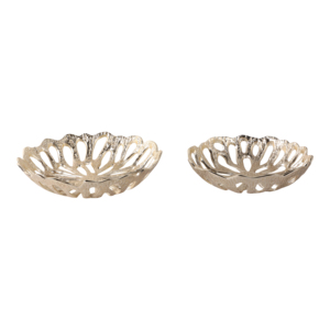 Ciotole Decorative Traforate a Forma di Fiore, Piccole Scatole Portaoggetti in Metallo Dorato, Centrotavola - Product Image 4