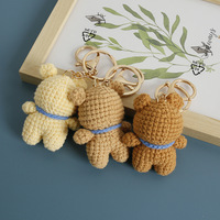 Crochet fait main kaki porte-clés en peluche cadeau poupée dessin animé pendentif fil à tricoter Crochet Animal jouet porte-clés en gros
