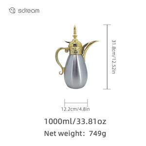 Venta directa de fábrica, <span class=keywords><strong>1000ml</strong></span>, café al vacío de lujo, acero inoxidable, 304 termos, tetera árabe Dallah - Product Image 2