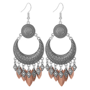 Vintage Geometric <b>Silver</b> Plated <b>Earrings</b> Women's <b>Long</b> Tassel Ethnic Style Everyday Wear - Product Image 5