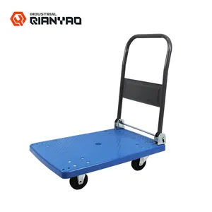 High Quality 4 Wheel Platform Truck Heavy Duty Store Foldable Shelf Trolley