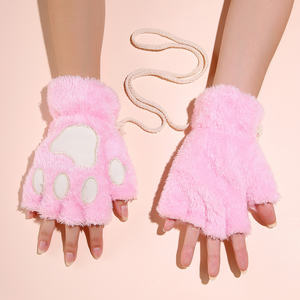 HZS-22001 kadın kedi pençe eldiven kış peluş Faux kürk sevimli yavru parmaksız Mitten - Product Image 2