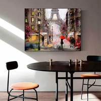 100% peint à la main Paris paysage abstrait peinture à l'huile impression réaliste de Rainy City Street Wall Art sur toile Base