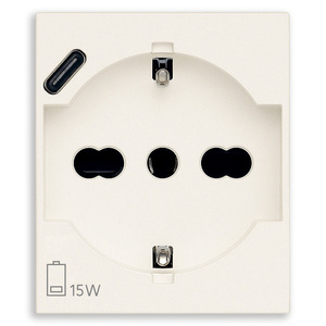 2P+T 16A <b>Universal</b> <b>Socket</b> With USB C White 15W Charging Port - Product Image 1