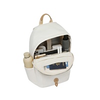 Luxe mignon Oem marque personnalisé Designer logo moyen imperméable hommes Beige toile cuir bricolage jour blanc dos Packs étiquette sac à dos