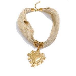 JINYOU 1049 유럽 스타일 스테인레스 스틸 18K 골드 도금 하트 펜던트 보석 목걸이 폴리에스터 목걸이 - Product Image 1