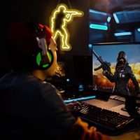 Enseigne néon LED Counter Strike CS, à intensité variable, alimentée par USB, lumière d'ambiance, décoration de vitrine, lumière indicatrice de rue, 5V