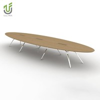 Table de conférence ronde IULTRA moderne en MDF blanc pour 4 personnes avec base sur piédestal, pour bureau et hôtel