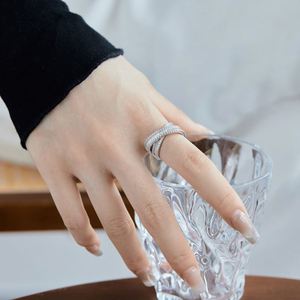 Dylam Personalized S925 Silver Rhodium Plated <b>Dainty</b> Moissanite Diamond 5A Cubic Zirconia Eternity Band Twisted Jewelry <b>Rings</b> - Product Image 2