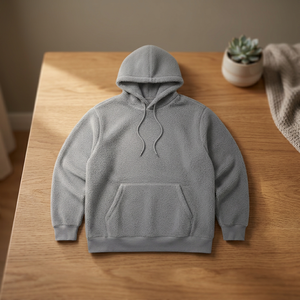 <b>Mens</b> Solid <b>Sherpa</b> Fleece Front Logo Pullover <b>Hoodie</b> Eco-Friendly Loose Fit Fuzzy for Winter Casual Wear - Product Image 3