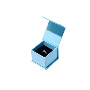 High Quality Custom Blue Cardboard <b>Paper</b> Rectangle Jewelry Box Simple Style Packaging Case - Product Image 5