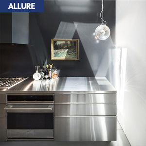 Современная роскошная интерьерная алюминиевая раковина для хранения под заказ, кухонные шкафы из нержавеющей стали, набор аксессуаров - Product Image 4