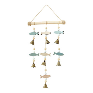 Mediterranean Style Fish String Bell Wind Chime <b>Wall</b> Decoration Solid Wood Hemp Rope Nordic Home <b>Decor</b> Hanging Item - Product Image 3