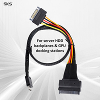 Oculink SFF 8611 - U.2 SFF 8639 NVMe SSD Kablosu PCIe 4.0 7000MB/s, Sunucu İş İstasyonu için 15Pin SATA Güçlü