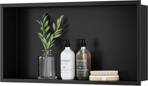 Nicchia Doccia Moderna in Acciaio Inox Senza Bisogno di Piastrelle Mensola da <span class=keywords><strong>Bagno</strong></span> Incassata <span class=keywords><strong>Salvaspazio</strong></span> Nera Garanzia 5 Anni - Product Image 2