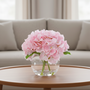 Hortensia de Látex <span class=keywords><strong>con</strong></span> Tacto Realista en Florero de Vidrio, Flor Artificial Realista <span class=keywords><strong>con</strong></span> Agua de Resina, Arreglos Florales al por Mayor para Decoración - Product Image 1