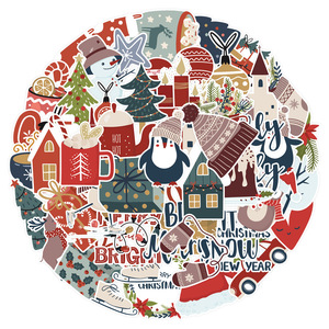 <span class=keywords><strong>2022</strong></span> nouveau 50Pcs Festival Décoratif Autocollants Pour Le Cadeau de <span class=keywords><strong>Noël</strong></span> De Bande Dessinée Fenêtre Mur Livre Étanche Nouvel An Autocollant - Product Image 2