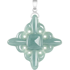 Collier avec pendentif en jade naturel véritable bleu iris, en forme de fleur, en argent S925, serti de jade de qualité glace. - Product Image 3