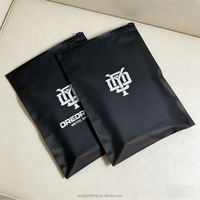 Sac à fermeture éclair transparent avec logo personnalisé imprimé pour chapeau, chemise, sac à fermeture éclair givré noir pour vêtements