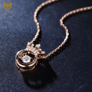 18K <b>Solid</b> Rose <b>Gold</b> Crown Diamond <b>Pendant</b> Necklace 1CT Lab Grown Diamond Fine Jewelry for Women Anniversary Gift Everyday Wear - Product Image 5
