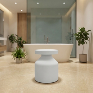 Minimalist White Mushroom Solid Surface <strong>Bathroom</strong> <strong>Stool</strong> Round Waterproof Shower <strong>Stool</strong> - Product Image 2