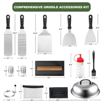 Ensemble d'outils de barbecue multifonctions en acier inoxydable Spatules Tong Scrapper Brush Squeeze Bottle Accessories Kit Outdoor Kitchen Cooking