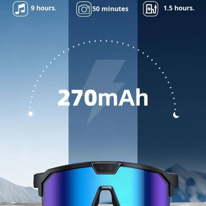 Lunettes de soleil intelligentes Q01 pour le cyclisme, la conduite en extérieur, la course à pied, protection UV400, coupe-vent, en polycarbonate, avec caméra d'enregistrement 1080P - Product Image 4