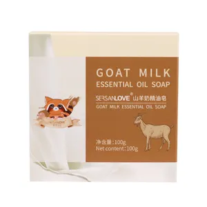 SERSANLOVE 100g חלב עיזים חיוני שמן בעבודת יד סבון אנטי אקנה אנטי קרדית ניקוי עמוק הלבנת גוף לשטוף אמבטיה יד סבון