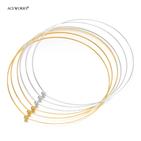 Collar de alambre |   Cadena de Acero Inoxidable Chapada en Oro PVD de 18K, Collar Ajustable |   Impermeable, Hipoalergénico y Resistente al Deslustre
