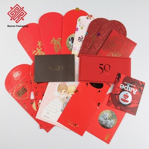 Enveloppe rouge personnalisée avec impression feu d'artifice en feuille d'or, luxe, cosmétique, entreprise, nouvel an, pochette à argent, cadeau, paquet rouge - Product Image 3