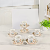 Ensemble de tasses et d'assiettes à expresso de luxe européennes, service à thé standard H avec six tasses et six assiettes, emballage cadeau haut de gamme