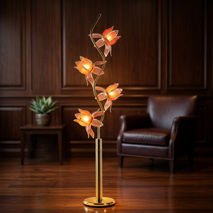 Viral Aesthetic Lotus Standing <b>Lamp</b> 4 Blooms Acrylic Petal <b>Shade</b> Golden S Pole Homestay Atmosphere <b>Lamp</b> - Product Image 6