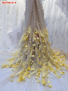 Nuovo tessuto di pizzo Tulle con paillettes e perline tessuto di pizzo piuma pizzo per fare il vestito - Product Image 5