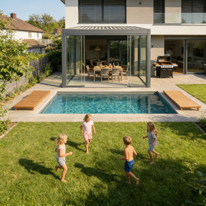 Gazebo Moderno para Exterior com Estrutura de Alumínio e Vidro Temperado, Pergolado Personalizável - Product Image 6