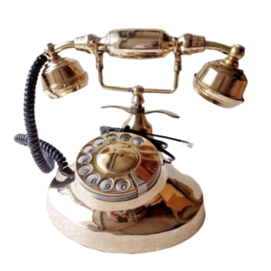 Teléfono de escritorio Dial giratorio estilo victoriano francés Vintage de latón macizo - Product Image 1