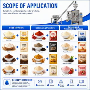 Machine de remplissage et d'emballage verticale automatique VFFS pour sachets de poudre de lait, de curry, de piment, de café moulu, de farine de blé et d'amidon - Product Image 3