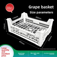 Verdikte hoge druivenmand; Rechthoekige fruittransport- en plukmand; Witte multifunctionele plastic opbergbak voor boomgaarden