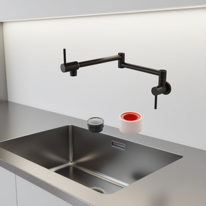 Grifo de Cocina Plegable de Latón ORB, Montado en la Pared, Monomando, Diseño Moderno Ennegrecido, Estilo Minimalista, Grifo de Agua Fría - Product Image 2