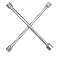 Clé à molette croisée double extrémité en acier au carbone de qualité industrielle, chromée, 300 lb-ft de couple, pour roues de voiture, clé à écrous à 4 voies