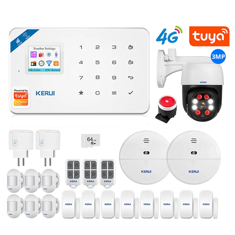 KERUI W184 sistema di allarme unità centrale WIFI 4G GSM allarme Tuya Smart Wireless Door Sensor supporto antifurto Alexa e Google IP Camera