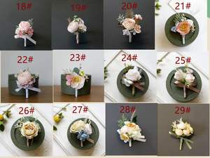 Atacado nupcial noivo casamento baile festa flor artificial champanhe cor série broche ombro flor pulso flor corsage - Product Image 4