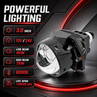 Projecteur de phare laser bi-LED de précision 3 pouces 6000K 12V 24V, faisceau haut et bas, lentille de rétrofit automobile pour éclairage de voiture