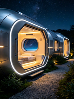 Maison Capsule Spatiale de Luxe Portable Modulaire à Panneaux Sandwich pour Appartement, Villa, Hôtel, Complexe Hôtelier, Camping