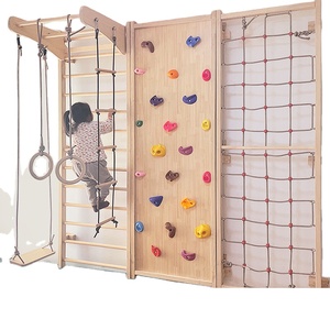 Khung leo núi trong nhà bằng gỗ cho trẻ em mẫu giáo, giáo dục sớm, rèn luyện thể chất cho bé, thang gỗ chắc chắn tích hợp xích đu - Product Image 2