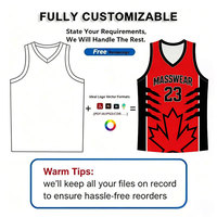 Ensemble de maillots de basket personnalisés sublimés avec motif feuille d'érable |   Vêtements de sport à imprimé griffes rouges et noires, uniforme en polyester respirant pour unisexe